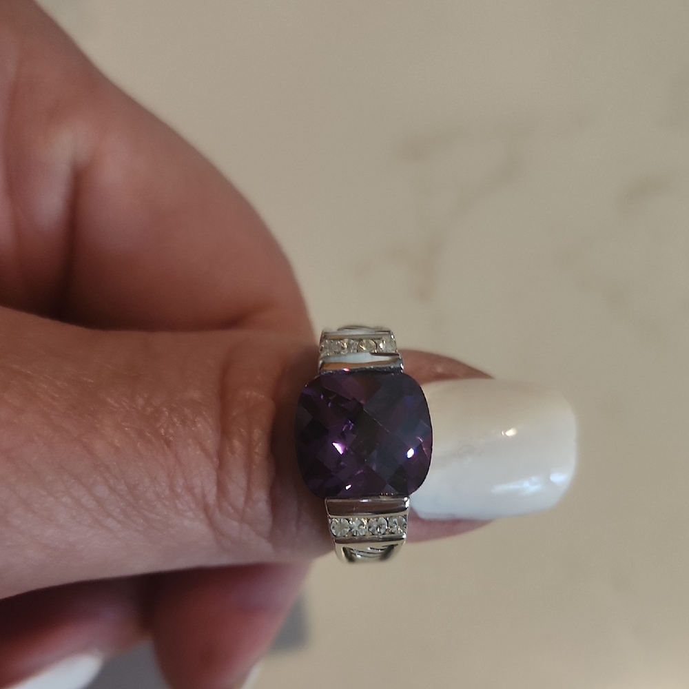 Purple and Silver Intricate Ring Sterling Silver